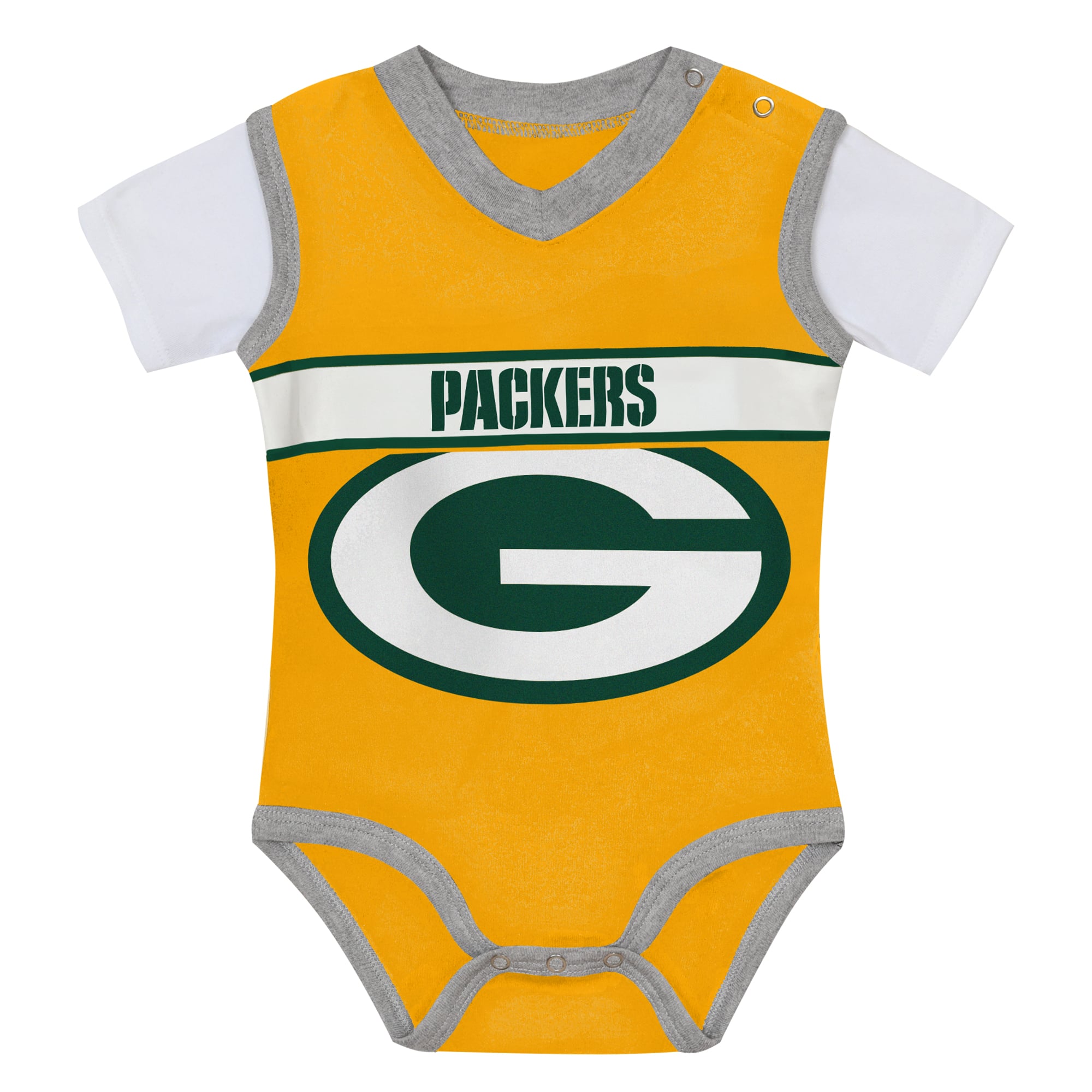 Ensemble body et pantalon deux pièces en jersey Green Bay Packers pour bébé, or/gris chiné, de la marque Outerstuff.